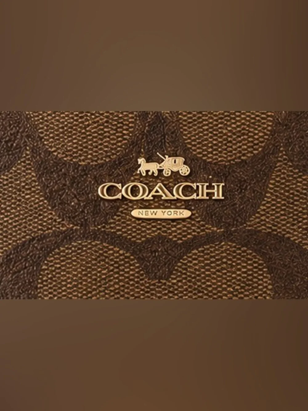 Coach Signature Brown Zip Around Wristlet Wallet with Wrist Strap